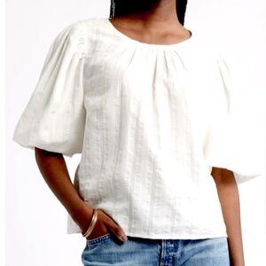 Bubble Sleeve Cotton Dobby Top- Treasure and Bond